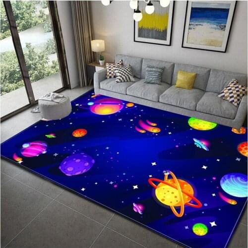 Cartoon Anime Child Large Carpets For Living Room Parlor Floor Mat Galaxy Space 3D Rug Home Decor Area Flannel Rugs Printed Kids