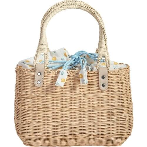 Summer Straw Beach Bag Handmade Round Women Shoulder Bags Raffia Circle Rattan Bags Bohemian Casual Woven Basket Handbags 2021