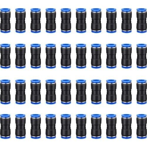 100Pcs PU Pneumatic Fittings 2-Way Straight Connector Quick Release Pneumatic Connectors Air Line Fittings for 6mm Tube