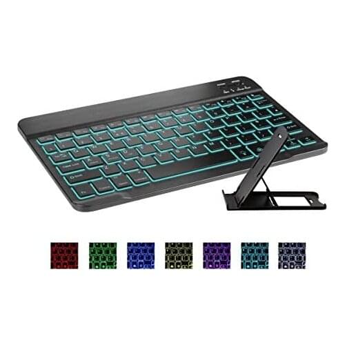 Portable Ultra-Slim 7 Colors Backlit Wireless Bluetooth Keyboard Compatible with tablet iphone and iOS Android Windows Devices