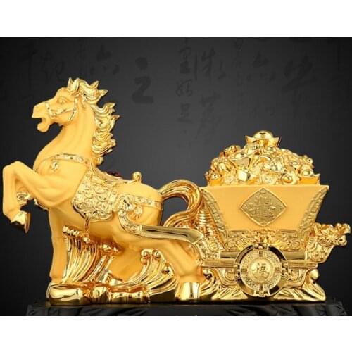 Furnishing pieces of household accessories Fortune horse arts and crafts creative poly gold ingot Animal Sculpture statue