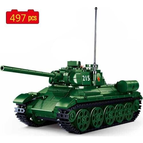 WW2 Military Series World War II Soviet T-34/85 Medium Tank DIY Model Soldier SWAT Building Blocks Bricks Toys Christmas Gifts