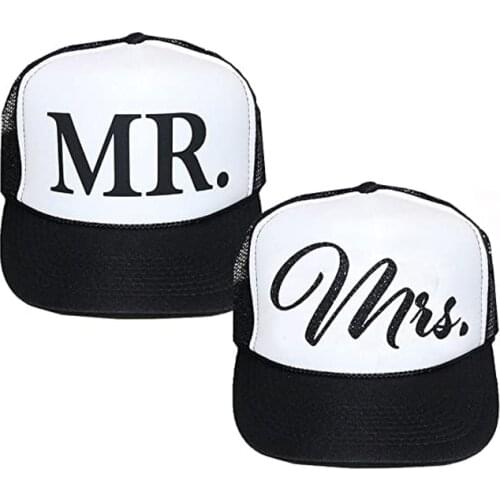 Mr Mrs Couple Husband Wife bride groom cap Wedding Engagement bridal shower Newlywed Honeymoon Travel Anniversary Gift present