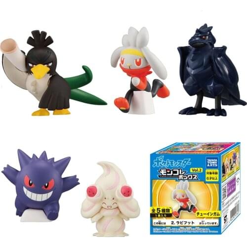 TAKARA TOMY Pokemon Sword Shield Action Dolls Figure Gengar Raboot Corviknight FarfetchId Alcremie Model Toys Kawaii Cute Gifts