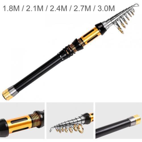 1.5m 1.8m 2.1m 2.4m 2.7m 3.0m Carbon Fiber Telescopic Fishing Rod Short Sea Rods Ultra Light Travel Spinning Lure Pole