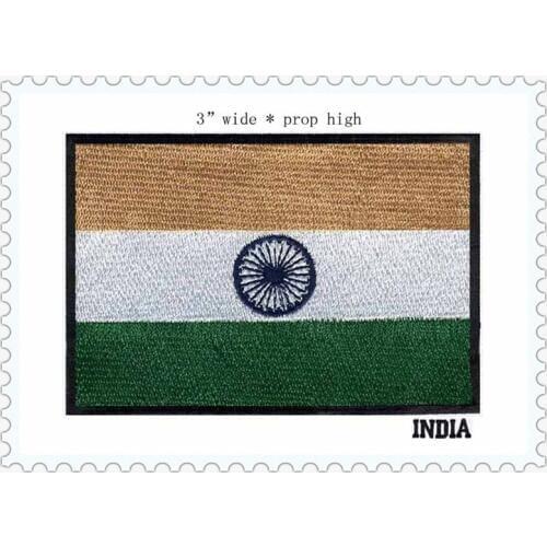 Iron on transfer high quality 3 "wide embroidery flag patch of INDIA accessories for crafts heavy metal patches