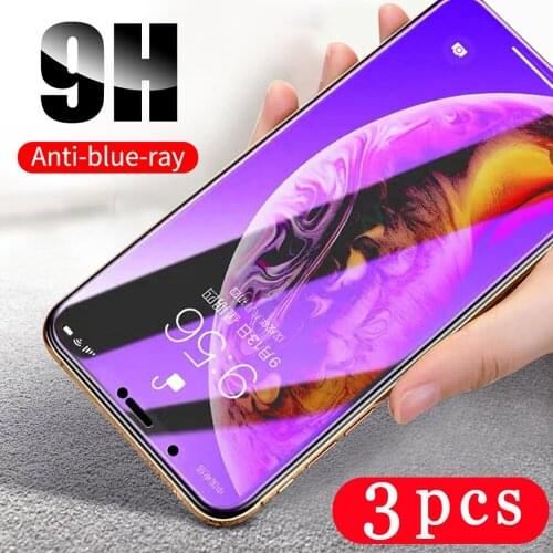 3Pcs Anti Blue Light protective film for iphone 6 6S 7 8 plus X XR XS 11 pro MAX SE 2020 tempered glass phone screen protector
