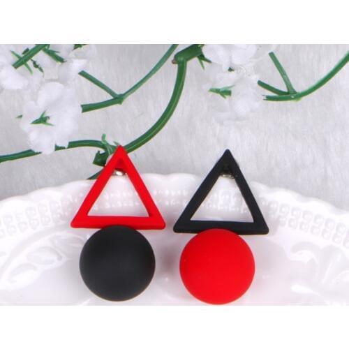 Fashion Jewelry Big Long Acrylic Black White Triangle Studs Earrings For Women
