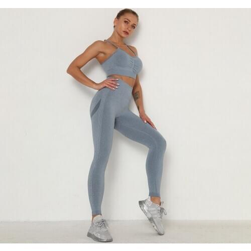 Fitness Seamless Women Yoga Set Sleeveless Adjustable Padded Sports Bra High Waist Leggings Gym Workout Women Active Wear NT016