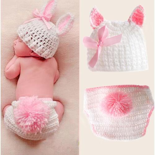 1Set Newborn Boys Girls Cute Crochet Knit Costume Baby Photo Photography Outfits Prop