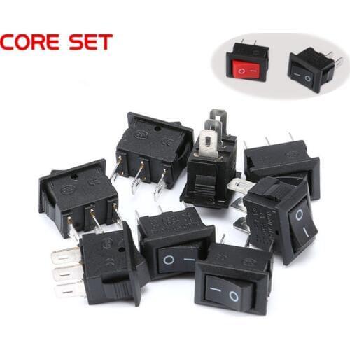 10PCS 3 Pin 2 Pin 3A 250V 10*15mm Black Button Rocker Switch ON OFF AC 10X15 Mini Rocker Power Switches