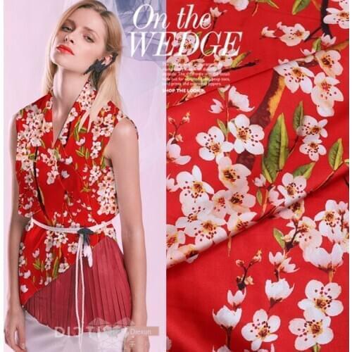 108CM*50CM thickness 19m custom summer digital printing printing stretch satin silk fabric silkworm silk satin cheongsam fabric