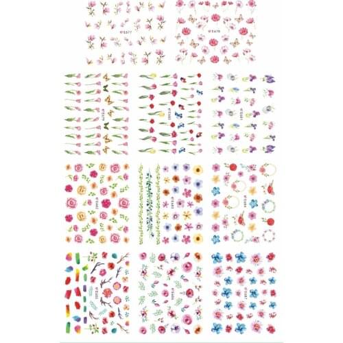 11 PACKS / LOT NAIL ART 3D SIMULATION BACK ADHESIVE NAIL STICKER FLOWER TULIP DEER HORN SWIRL VINE ROSEBUSH E677-687
