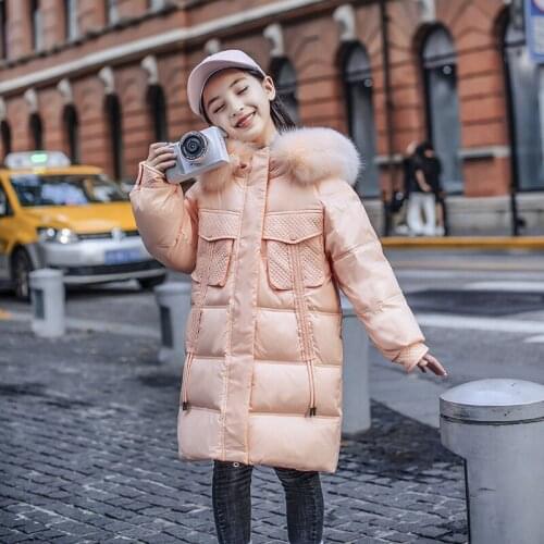 2021 New Winter Jacket for Girls Thick Warm Girl White Duck Down Jacket 5-14 Years Kids Teenager Parka Outerwear Hooded Coats