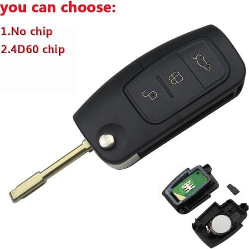 3 Button 315/433MHz Exchange 4D60 Chip Keyless Entry Fob Car Remote Key for FORD Mondeo Focus Fiesta Replacement Remote Key Case