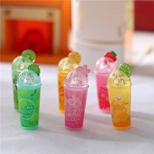 3pcs/set Fruit Juice Miniature Dollhouse Food Diy mini Cake Lip Gloss Storage Box Kitchen Toy for Doll Accessories