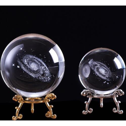 3D Laser Engraved Quartz K9 Glass Ball Sphere 6cm/8cm Globe Galaxy Miniatures Crystal Ball Home Decoration Accessories Gifts
