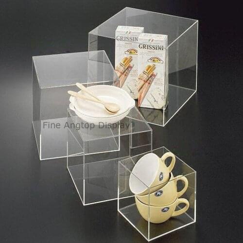 5 Sided Acrylic Cube Pedestal Art Sculpture Stand Jewelry Display