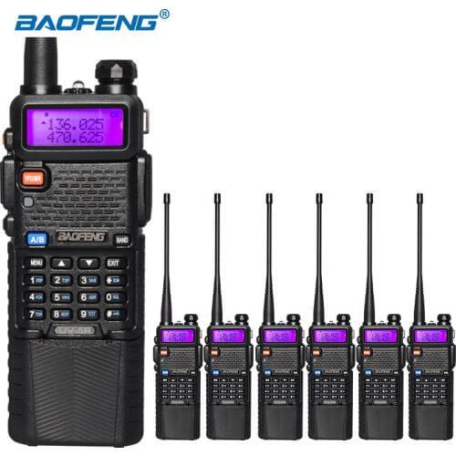 6 Piece BaoFeng UV-5R &3800mAh battery Walkie Talkie 128CH LCD Screen VHF&UHF HAM Transeiver for outdoor wireless Commnucation