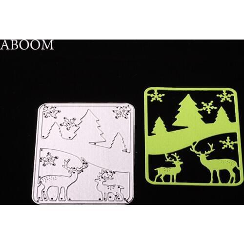 ABOOM New Frame Rectangle Hill Deer Metal Carbon Steel Die Cut Embossing Folder Sliver Decorative Scrapbooking Album Cutting Die