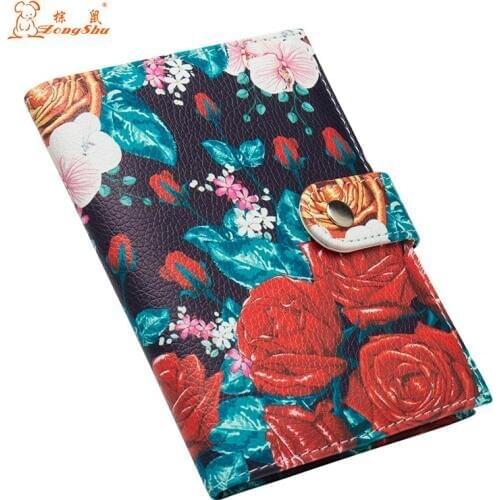 Colorful flower print buckle unisex passport cover with traveling Built in RFID Blocking Protect personal information