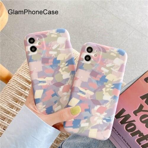 GlamPhoneCase Colored Square Phone Case For iPhoneSE 2 11Pro/Max X XS Max XR Soft Silicone Cover For iPhone11 7 8Plus Case