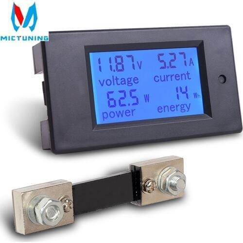 MICTUNING DC Digital Multifunction Voltmeter Ammeter 6.5-100V 100A 4 IN1 Car Voltage Tester Amp Watt Kwh Meter With 100A Shunt