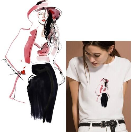 DIY Beauty Vinyl Heat Transfer Iron on Printed Sticker For Clothing Beauty Ballerina Cute Girl Thermal Transfer On Clothes Decor