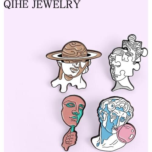 Human Art Statue Enamel Pins Classic Figure Sculptor Brooches Backpacks Lapel Pin Badge Metal Jewelry Gift for Friends Wholesale