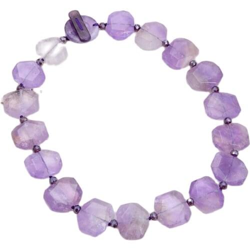 GG Jewelry Natural Stone Natural Faceted Purple Ametrines Gems Stone Rectangle Necklace Amethysts Clasp For Women Lady Jewelry