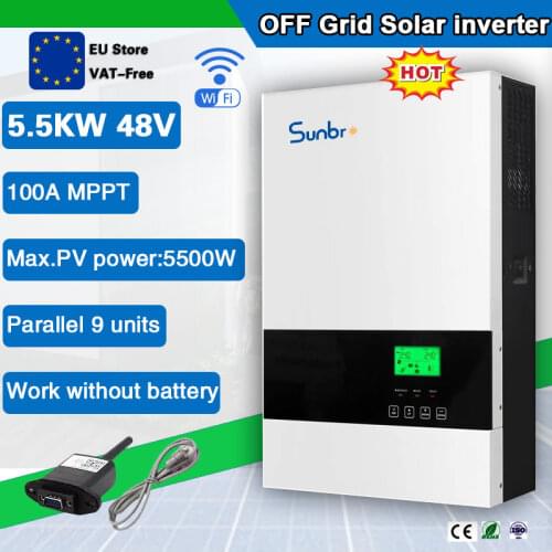 5500W 48VDC Off Grid Hybrid Pure Sure Wave Solar Inverter with 100A MPPT Charge Controller No Battery Working Parallel Function