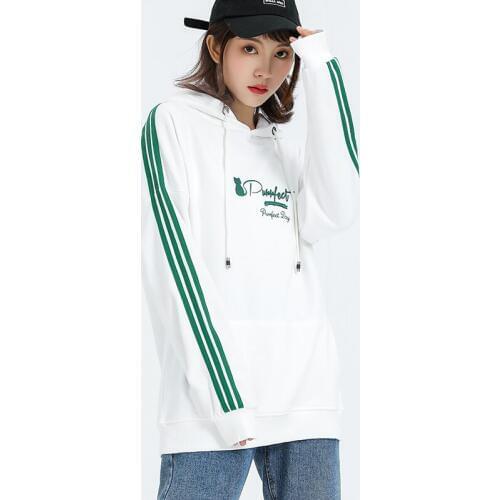 Jvzkass 2019 long-sleeved hooded female style bf three bars student class service long section drawstring hat sweatshirt Z317