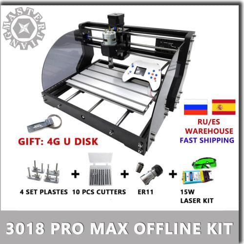 CNC 3 Axis 3018 Pro Max Laser Engraver GRBL DIY pcb milling laser engraving machine Wood Router upgrade 3018pro with offline