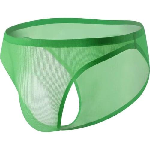 Mens Underwear Ice Silky Briefs Summer Ice Transparent Low Waist Sexy Panties Gay Seamless Silkly Transparent Pants Briefs