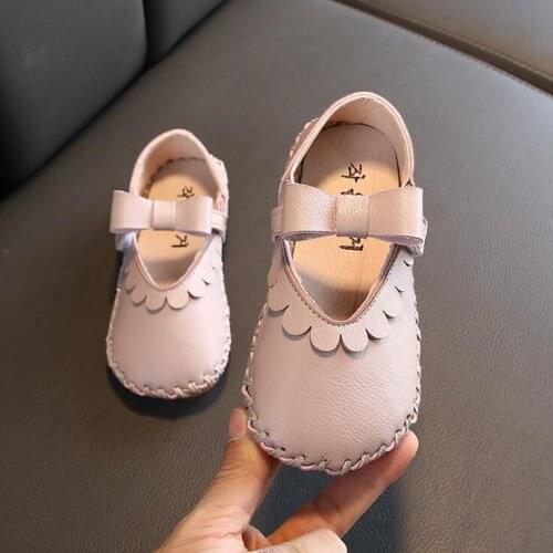 2020 new bow girls leather shoes school spring and autumn party kids princess wedding shoes children soft bottom sneakers