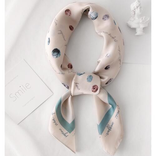New letter ball small square scarf female wild silk decoration sunscreen small silk scarf bag with stewardess scarf hot sale