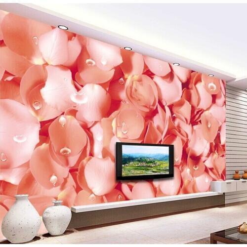 Custom papel DE parede 3 d,pink rose petals murals for the sitting room the bedroom TV setting wall waterproof wallpaper