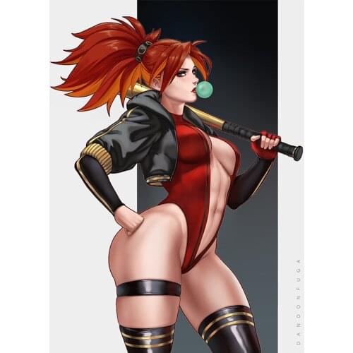 Print Anime Sexy Cool Baseball Girl Woman Canvas Paintings 21x30cm 30x45cm Custom Video Game Art Posters Wall Pictures for Room