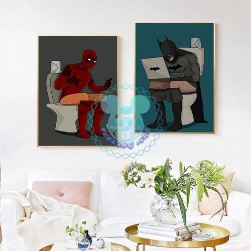 Superhero Canvas Poster Deadpool Wall Art Canvas Painting Nordic Posters and Prints Pictures Living Room Toilet Bathroom Art