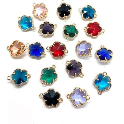5 Pcs/pack of Natural Crystal Pendants Exquisite Color Double-ring Necklace Bracelet Pendant DIY Handmade Jewelry Accessories