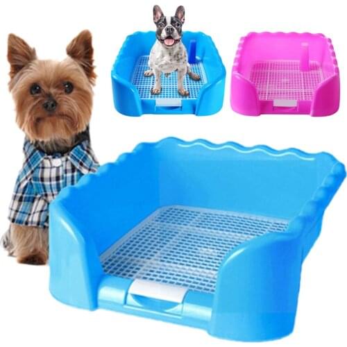 Portable Pet Dog Cat Toilet with Fence Training Pad Holder Indoor Cleaning Potty Plastic Puppy Toilet Tray