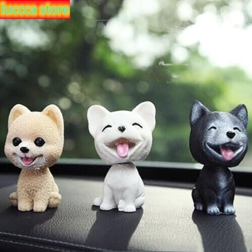 Car dashboard cute Bobble-dog plush head Spring Simulation shaking head dog toy car furniture items home decor