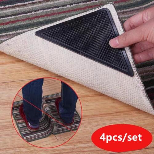 4pcs Anti Slip Rug Carpet Mat Pad Grippers Sticker Anti Curling Rug Gripper Anti Skid Carpet Self-adhesive Silicone Grip Sticker