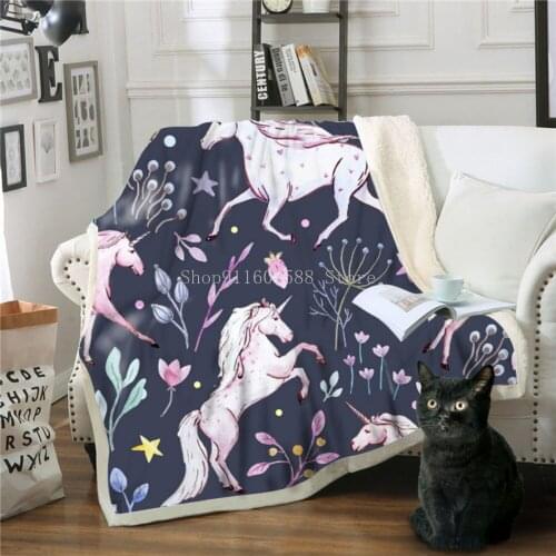 Rainbow Unicorn Blanket For Bed Sofa Warm Cotton Lamb Wool Cozy Blanket Throw Blankets Rectangle Office Blanket For Gifts Custom