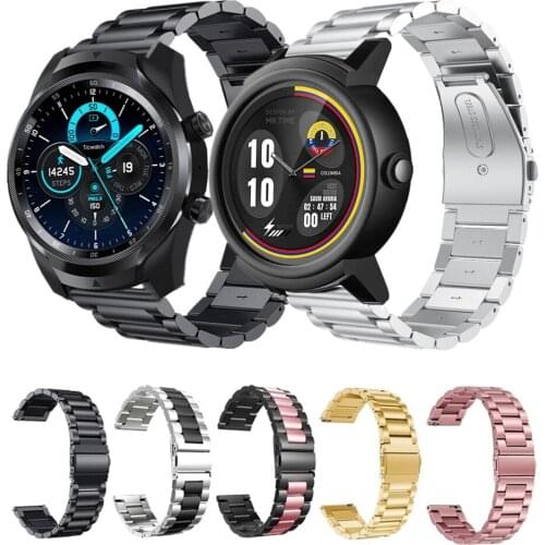 Stainless Steel 22mm Strap For Ticwatch Pro 3 2021 2020 Replacement Bracelet For Ticwatch E2 S2 GTX Metal Smart Watch Bands