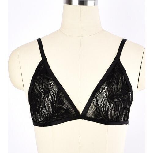 Sexy Women Body Harness Sheer Lace Triangle Bralette Bra Crop Top Bustier Unpadded Mesh Cage Bra Belt Gothic Sexy Lingerie