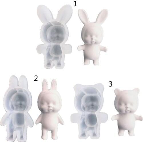 N7MF Silicone Sleep Doll Epoxy Resin Molds Cute Beanies Doll Non-Stick Chocolate Jelly Baking Mold Resin Casting Mold Tools