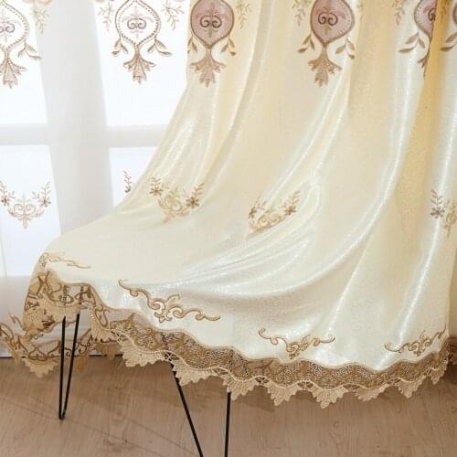 European-style water-soluble embroidery curtains blackout curtain and tulle for living room and for bedroom
