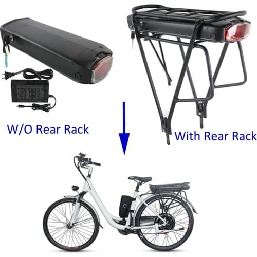 Ebike Rear Battery with Rack 36V 10Ah 12.5Ah 17.5Ah Samsung cells 48V 12.8Ah LG cells 500W 1000W MotorBafang BBS03 BBSHD BBS02