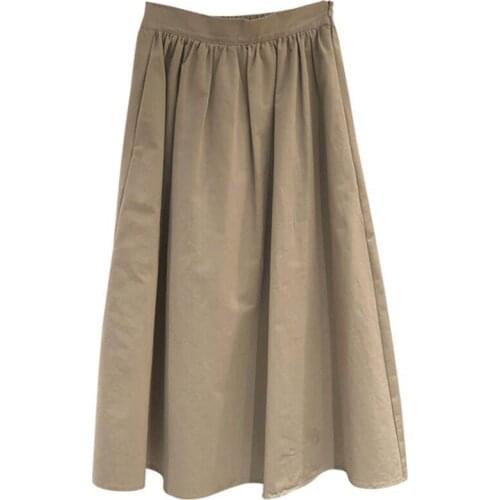 2020 Autumn New Women Fashion Retro High Waist Simple Pure Color Puff Skirt Casual All-match Women Long Skirt Tide Free Shipping